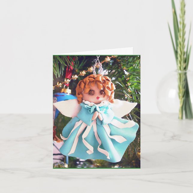 Tarjeta Festiva Ángel del día de fiesta (Anverso)