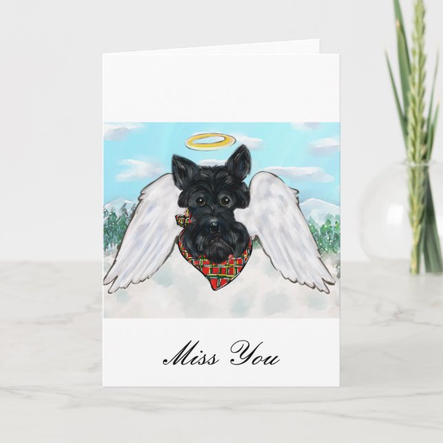 Tarjeta Festiva Ángel del terror escocés negro (Anverso)