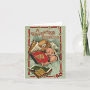 Tarjeta Festiva Ángel El día de San Valentín Vintage, libro de lec