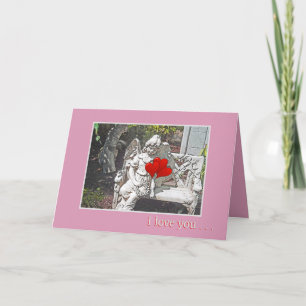 Tarjeta Festiva Ángel en banco/ Amor de San Valentín