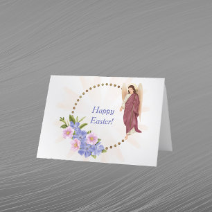 Tarjeta Festiva Ángel floral púrpura de Pascua