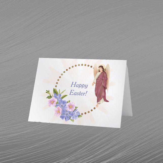 Tarjeta Festiva Ángel floral púrpura de Pascua (Subido por el creador)