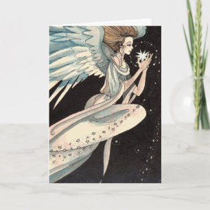 Tarjeta Festiva Angel Holding Star