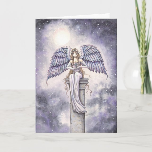 Tarjeta Festiva Angel Holding Star Fantasy Art de Molly Harrison (Anverso)