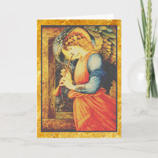 Tarjeta Festiva Angel jugando a un Bella Artes flageolet