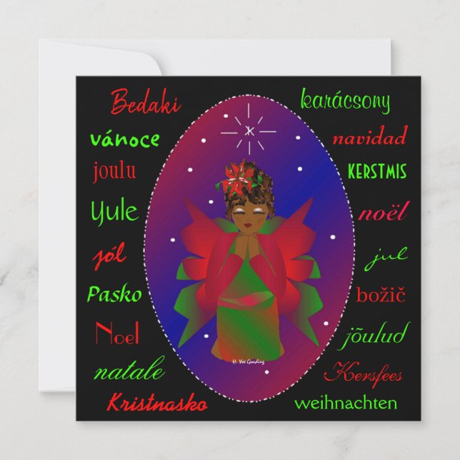 Tarjeta Festiva "Ángel Navidades de todo el mundo" (Anverso)