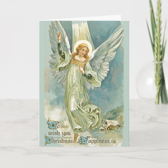 Tarjeta Festiva Ángel Navidades inspiradores (Anverso)
