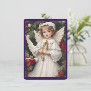 Tarjeta Festiva Ángel Navidades victorianos de época