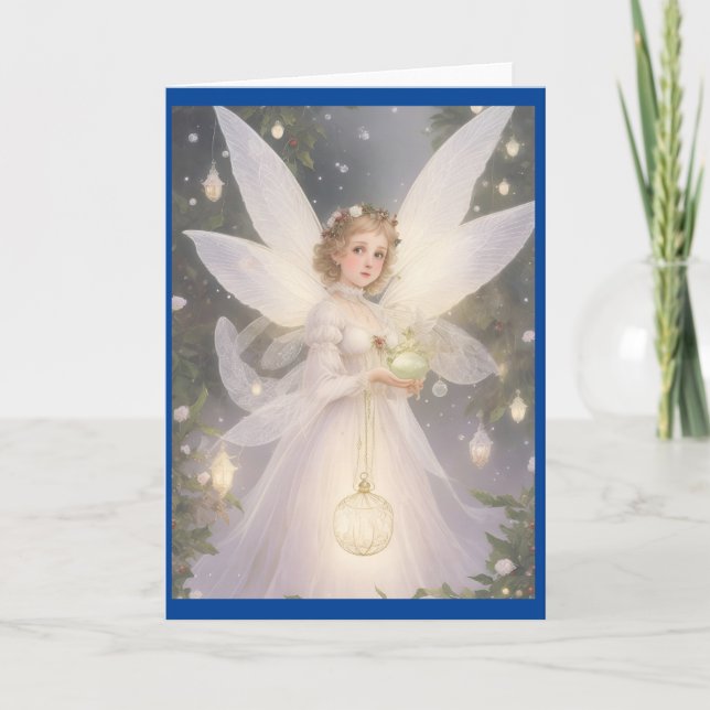 Tarjeta Festiva Ángel Navidades victorianos de época (Anverso)