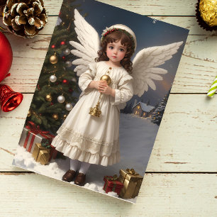 Tarjeta Festiva Ángel Navidades victorianos de época
