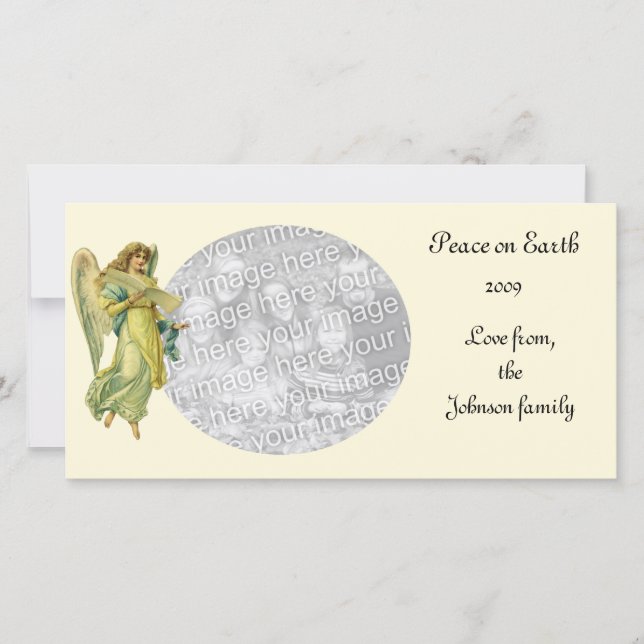 Tarjeta Festiva Ángel Navidades victorianos, Gloria en Excelsis De (Anverso)