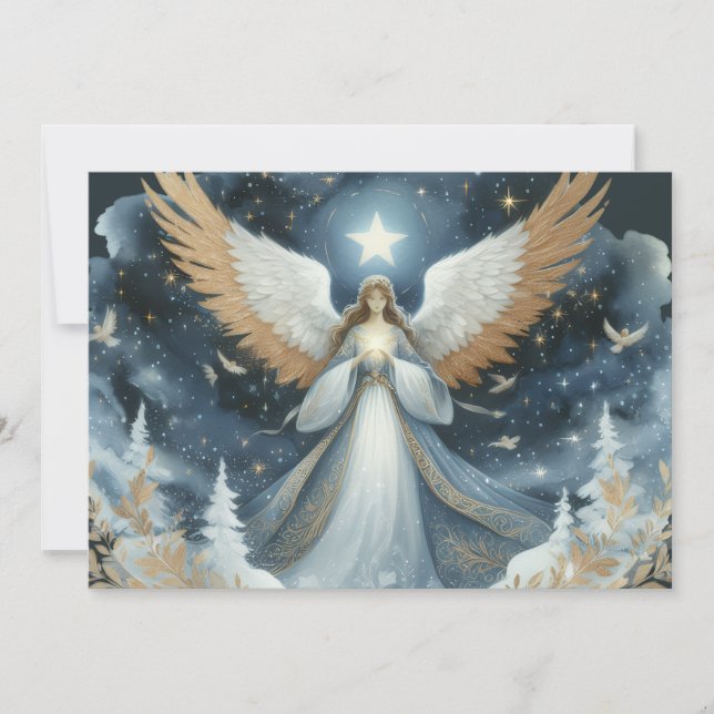 Tarjeta Festiva Angel on Christmas night beautiful (Anverso)