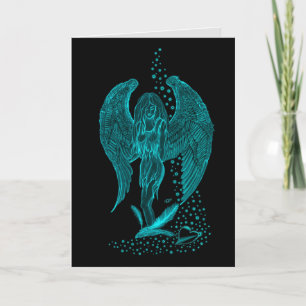Tarjeta Festiva Ángel perdido en el amor, negro y verde diseño