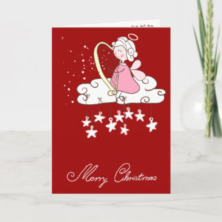 Tarjeta Festiva Ángel que toca la arpa