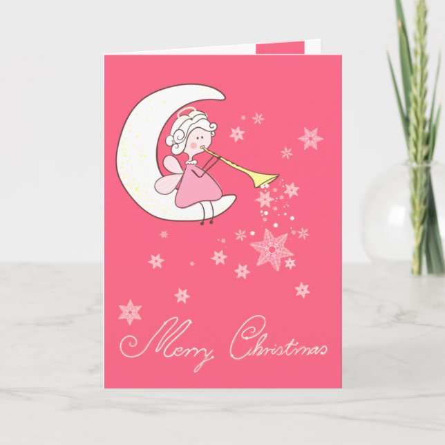 Tarjeta Festiva Ángel que toca la trompeta (Anverso)