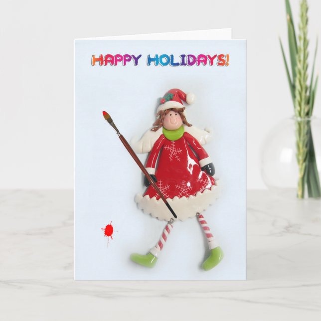 Tarjeta Festiva Ángel Rojo (Anverso)
