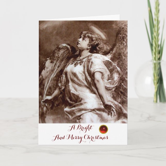 Tarjeta Festiva ÁNGEL ROMÁNTICO, FEATHER, Navidades BLANCOS DE SEP (Anverso)