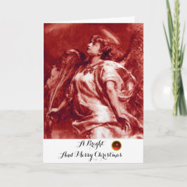 Tarjeta Festiva ÁNGEL ROMÁNTICO,FEATHER,Navidades BLANCOS ROJOS AN