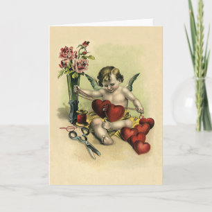 Tarjeta Festiva Ángel sastre vintage victoriano del Día de San Val