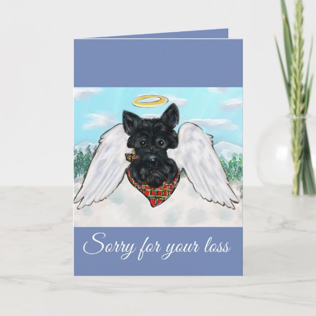 Tarjeta Festiva Ángel Terrier Escocés Negro (Anverso)