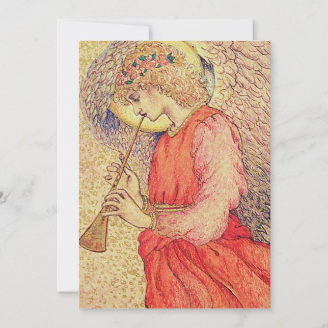 Tarjeta Festiva Ángel tocando un flageolet (Anverso)