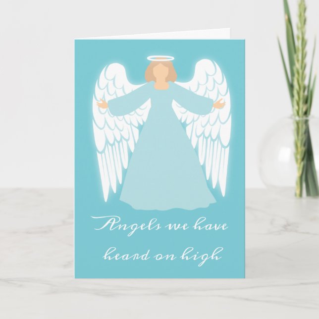Tarjeta Festiva Ángel verde azulado (Anverso)