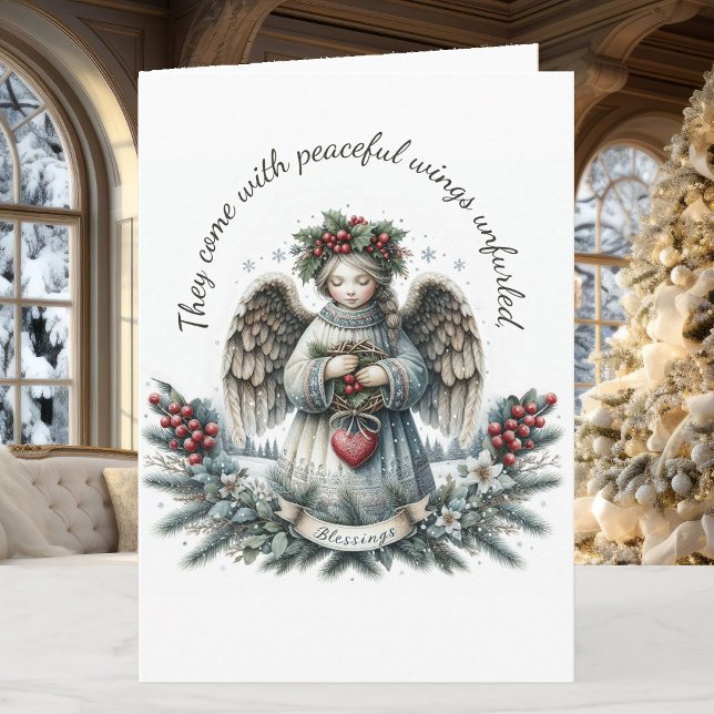 Tarjeta Festiva Angel Vino Con Navidades Claros A Medianoche (Subido por el creador)