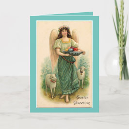 Tarjeta Festiva Ángel Vintage con lambres