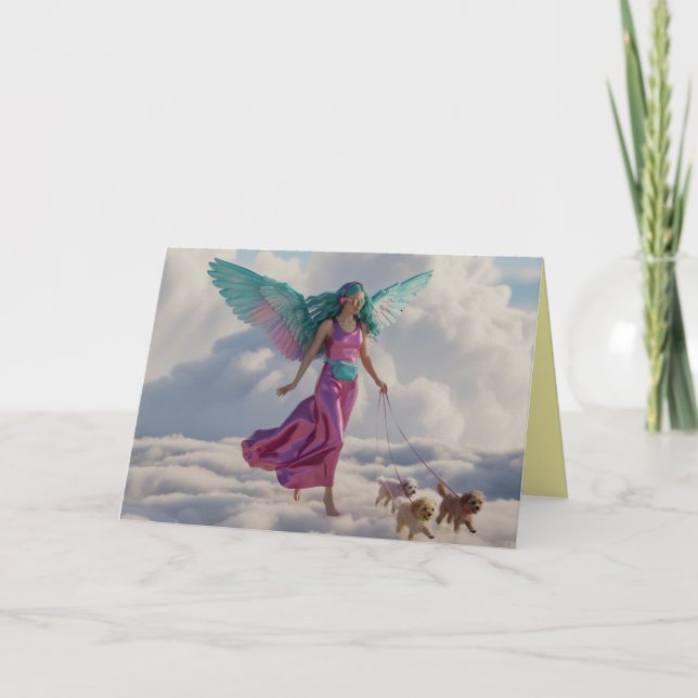Tarjeta Festiva Angel Walkin' the Dog Card 2 (Anverso)