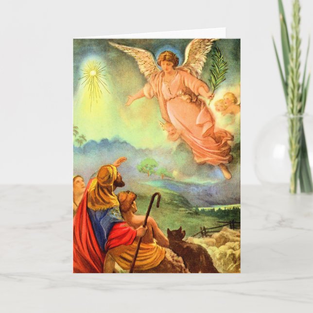 Tarjeta Festiva Angel y los Pastores (Anverso)