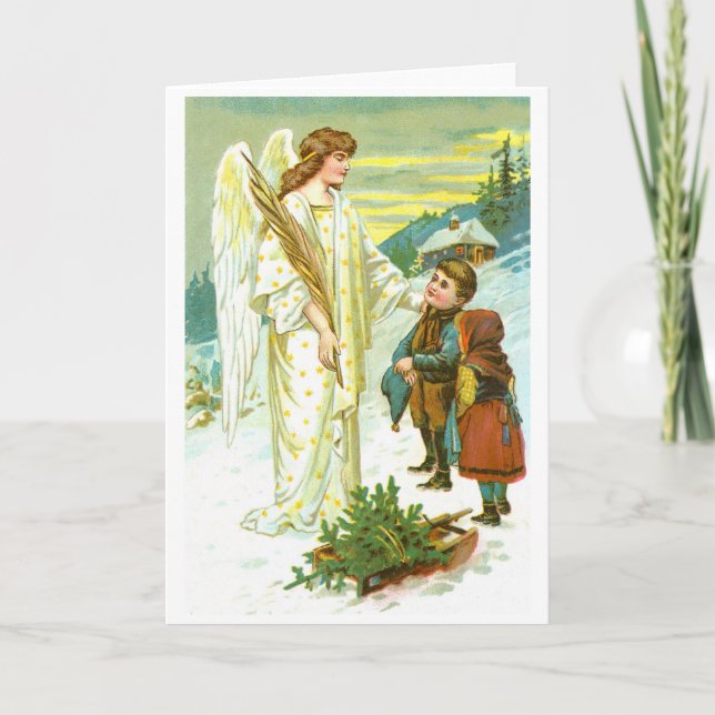 Tarjeta Festiva Ángel y niños (Anverso)