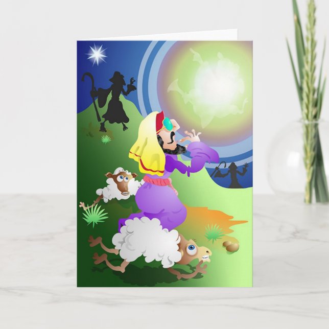 Tarjeta Festiva Ángel y pastores (Anverso)