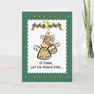 Tarjeta Festiva Ángeles a los Navidades, vengan a adorarle