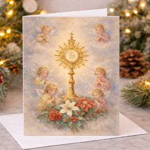 Tarjeta Festiva Ángeles Católicos de Adoración Eucarística de Navi