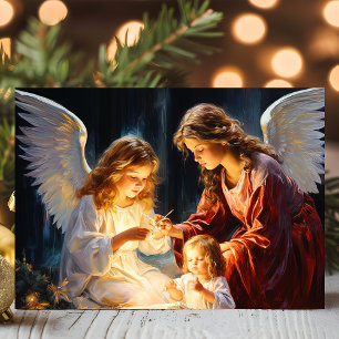 Tarjeta Festiva Ángeles con Navidades de la Natividad Infantil