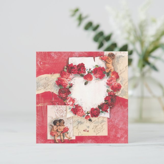 Tarjeta Festiva Ángeles de amor (Anverso de pie)