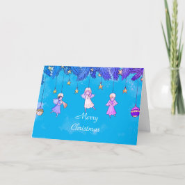 Tarjeta Festiva Ángeles de dibujos animados lindos