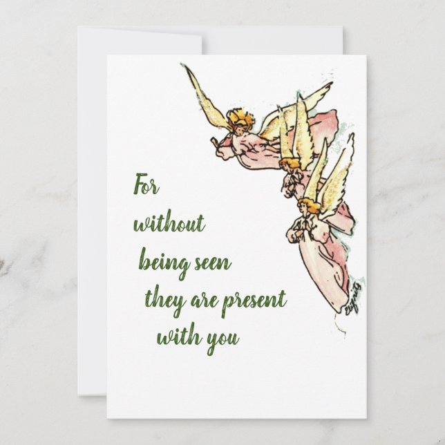 Tarjeta Festiva Ángeles de las nubes con palabras de consuelo para (Anverso)