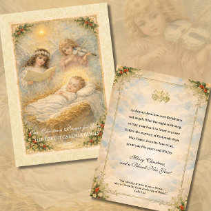Tarjeta Festiva Ángeles del Niño Jesús religiosos Escritura