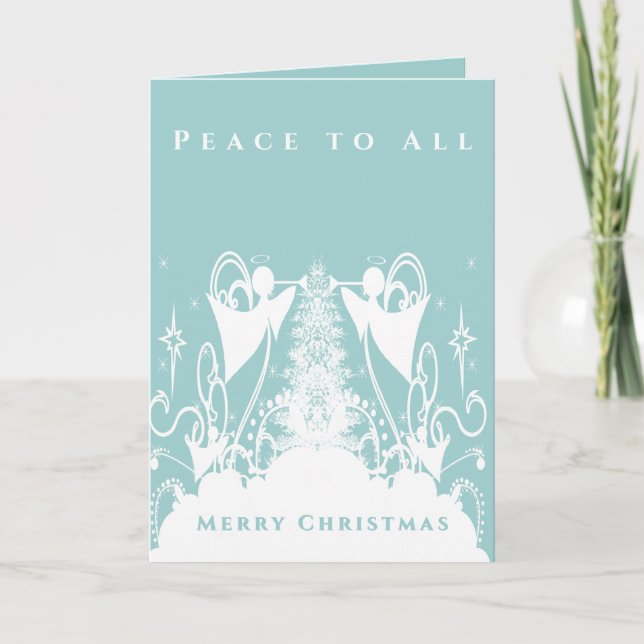 Tarjeta Festiva Ángeles en Verde (Anverso)