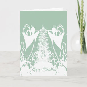Tarjeta Festiva Ángeles en Verde