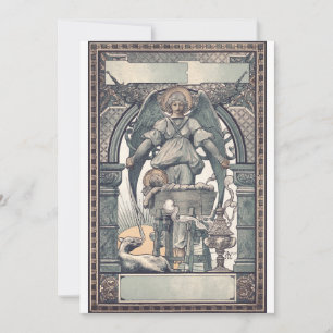 Tarjeta Festiva Ángeles guardianes con el niño Jesús
