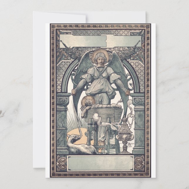 Tarjeta Festiva Ángeles guardianes con Jesús (Anverso)