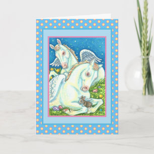 TARJETA FESTIVA ÁNGELES MÁS SENCILLOS, PONES BLANCOS, BUNNIES Y HU