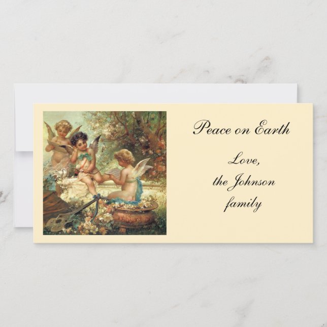 Tarjeta Festiva Ángeles músicos por Hans Zatzka, Bella Artes victo (Anverso)