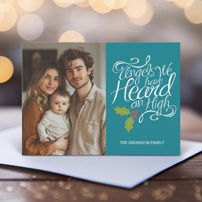 Tarjeta Festiva Ángeles que hemos escuchado - Navidades caprichoso (Unique Photo Card)