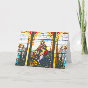 Tarjeta Festiva Ángeles sagrados - Navidades de vidrio manchado