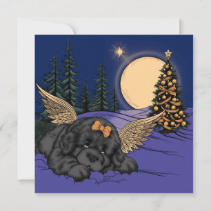 Tarjeta Festiva Angelito de nieve cachorro
