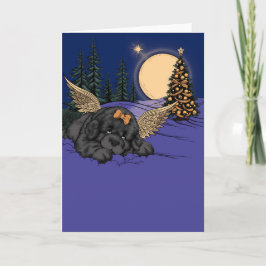 Tarjeta Festiva Angelito de nieve cachorro