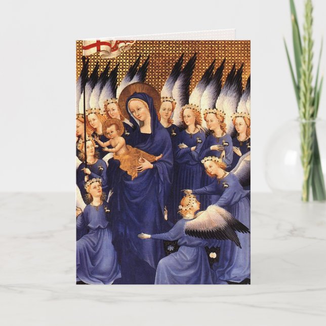 Tarjeta Festiva Angels Alrededor de Virgin & Child - Wilton Diptyc (Anverso)